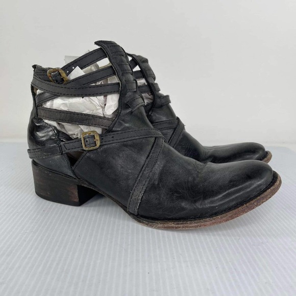 Freebird by Steven Shoes - Freebird by Steven Women's Stair Black Leather Ankle Boot US 9 M Back Zip Bootie